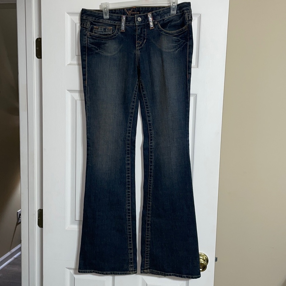 Bebe Swarovski Crystal embellished jeans